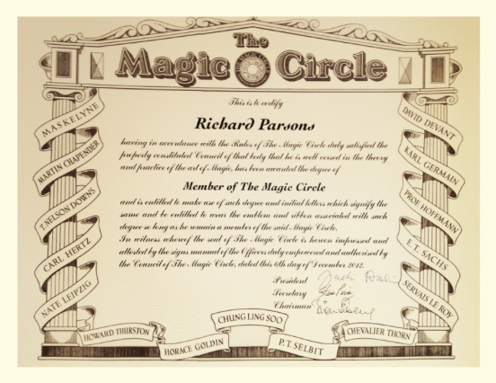 Member of The Magic Circle Magician Richard Parsons based in Gloucestershire